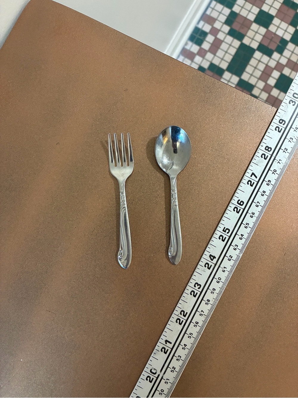 Polished Stainless Steel Child Fork and Spoon Set - Silver